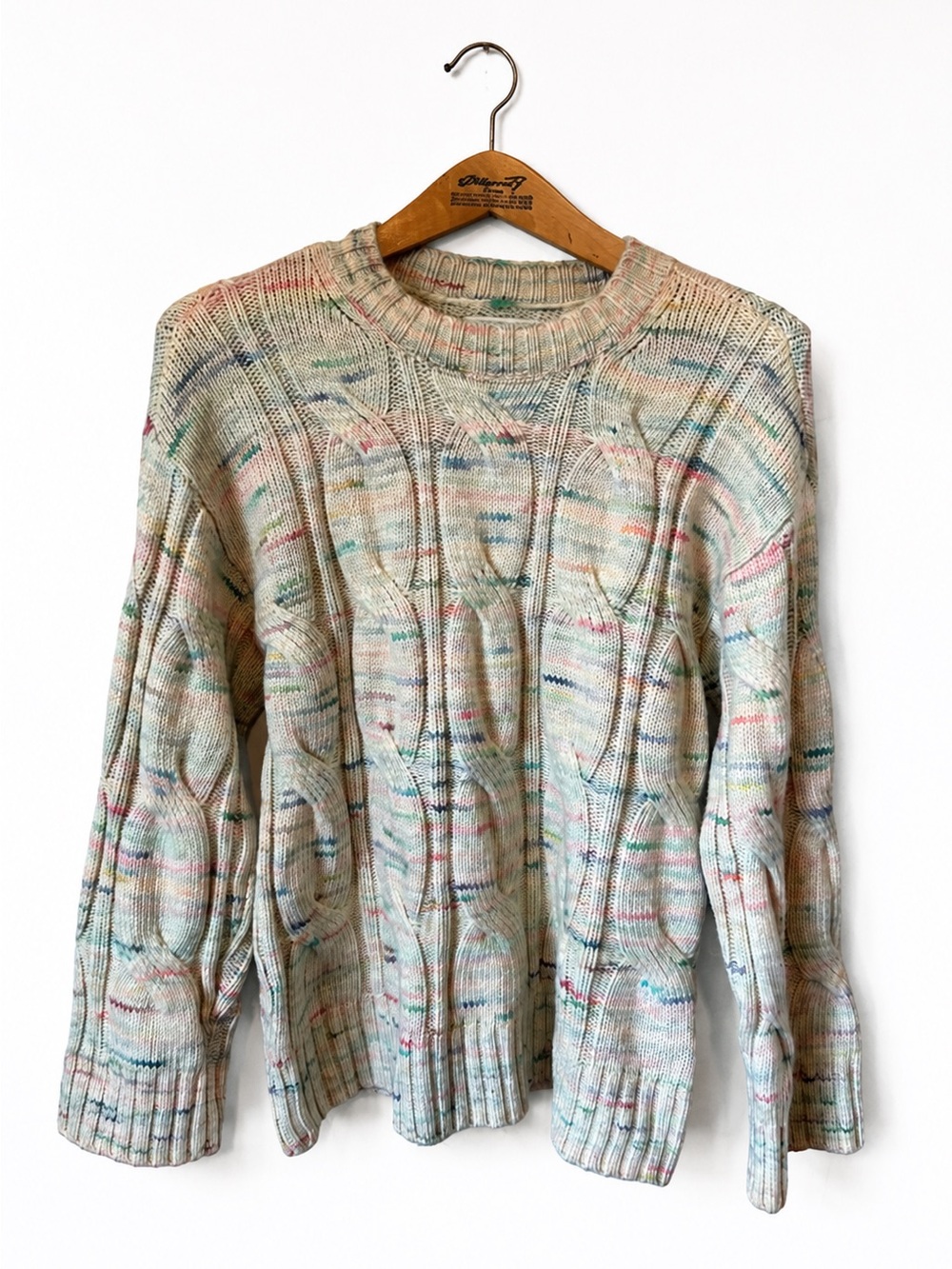American Eagle Pastel Cable Knit Sweater Size S Casual Eclectic Artsy‎ Teacher